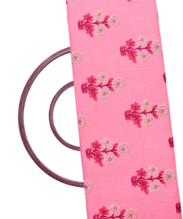 Pink Colour Floral Print Rayon Fabric